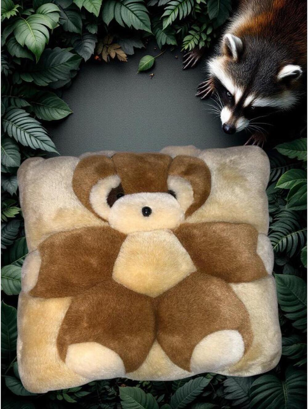 TWIE Raccoon Plush Sculpted Pillow.  11 x 11".  Adorable.  Perfect for Cuddles!